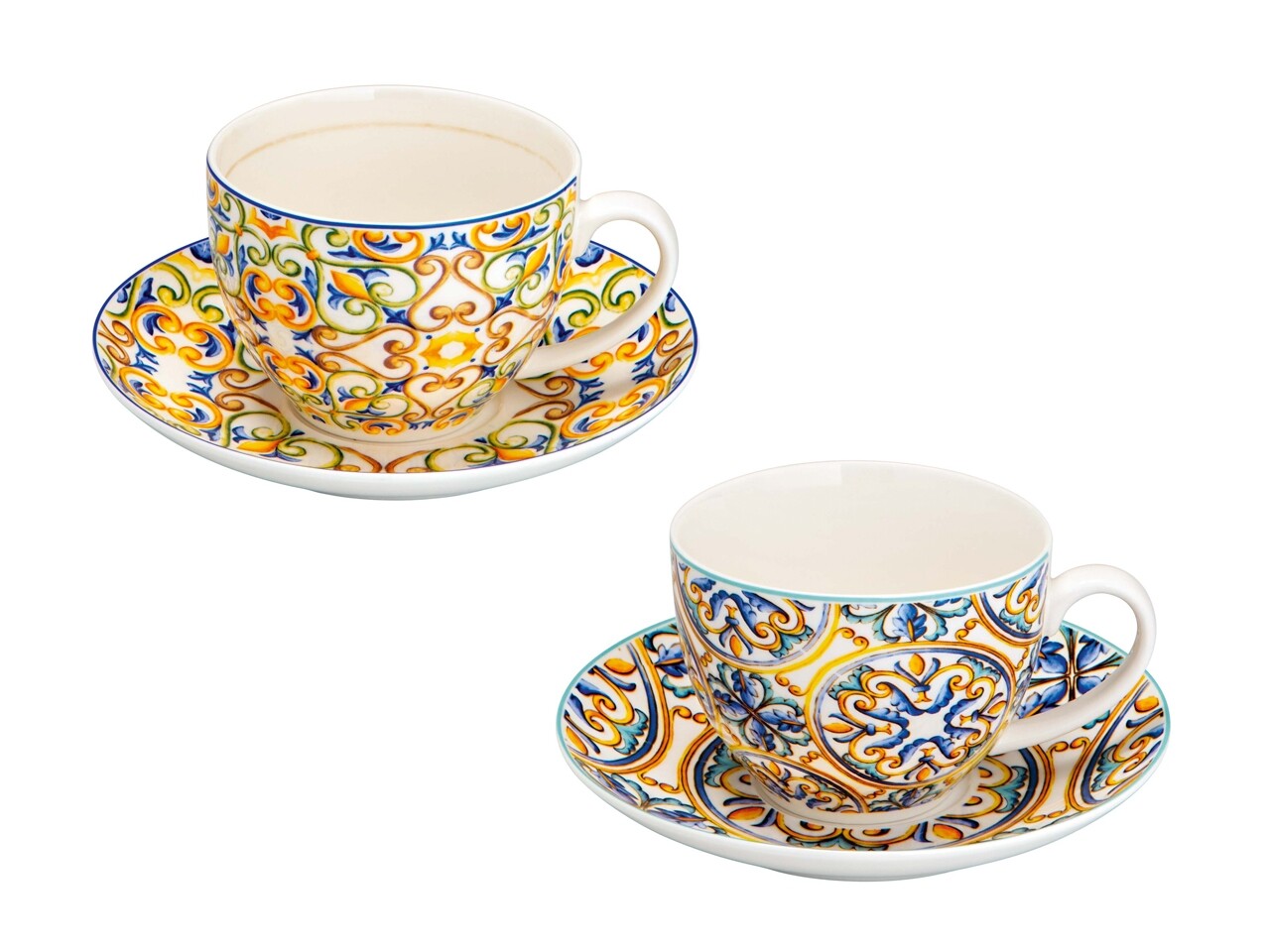 Set 2 cesti cu farfurie pentru ceai, Medicea, Brandani, 200 ml, portelan - imagine 5